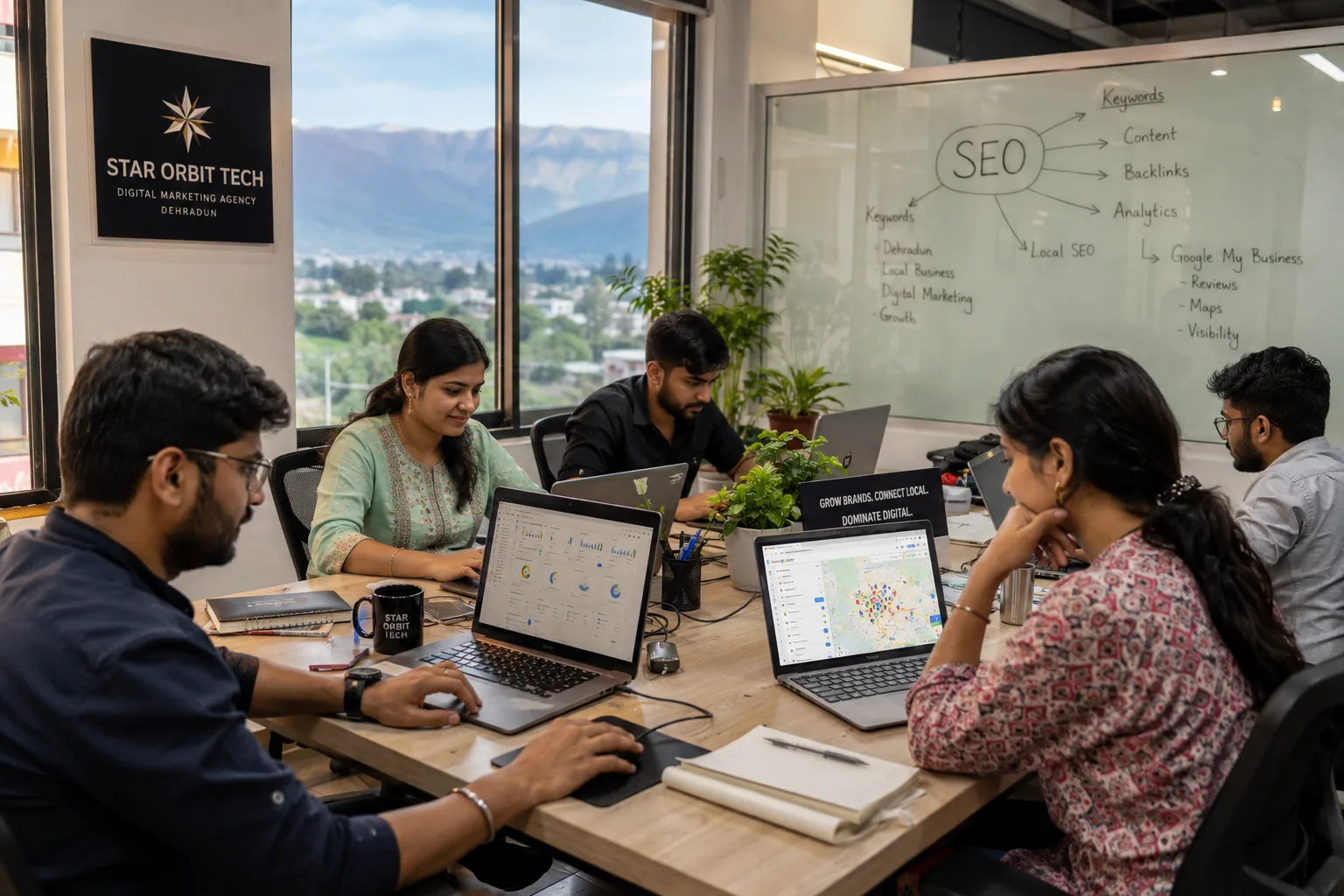 Digital marketing team working on online growth strategies